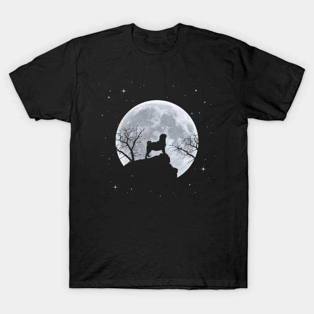 Pug Dog And Moon Scary Halloween T-Shirt by Africanob